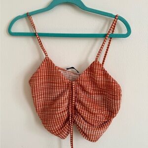 Zara Red Gingham Ruched Camisole